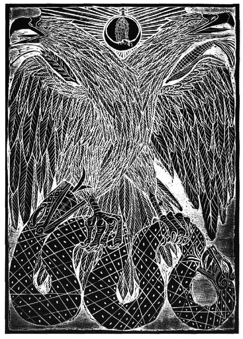 Bícéfala, bípeda y bicentenaria , 2010. Joel Rendón (1967). Xilografía sobre papel.  95,8 x 67 cm. Nº inv. 5156.
