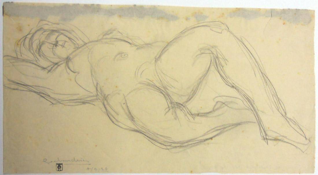Estudio, 1928. Juan José Calandria (1902-1980). Lápiz.  22,5 x 42 cm. Nº inv. 734.