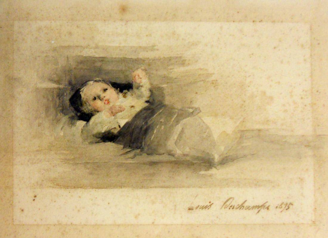 Bebe, 1895. Luis E. Deschamps (1846-1902). Acuarela sobre papel.  27 x 43 cm. Nº inv. 816.